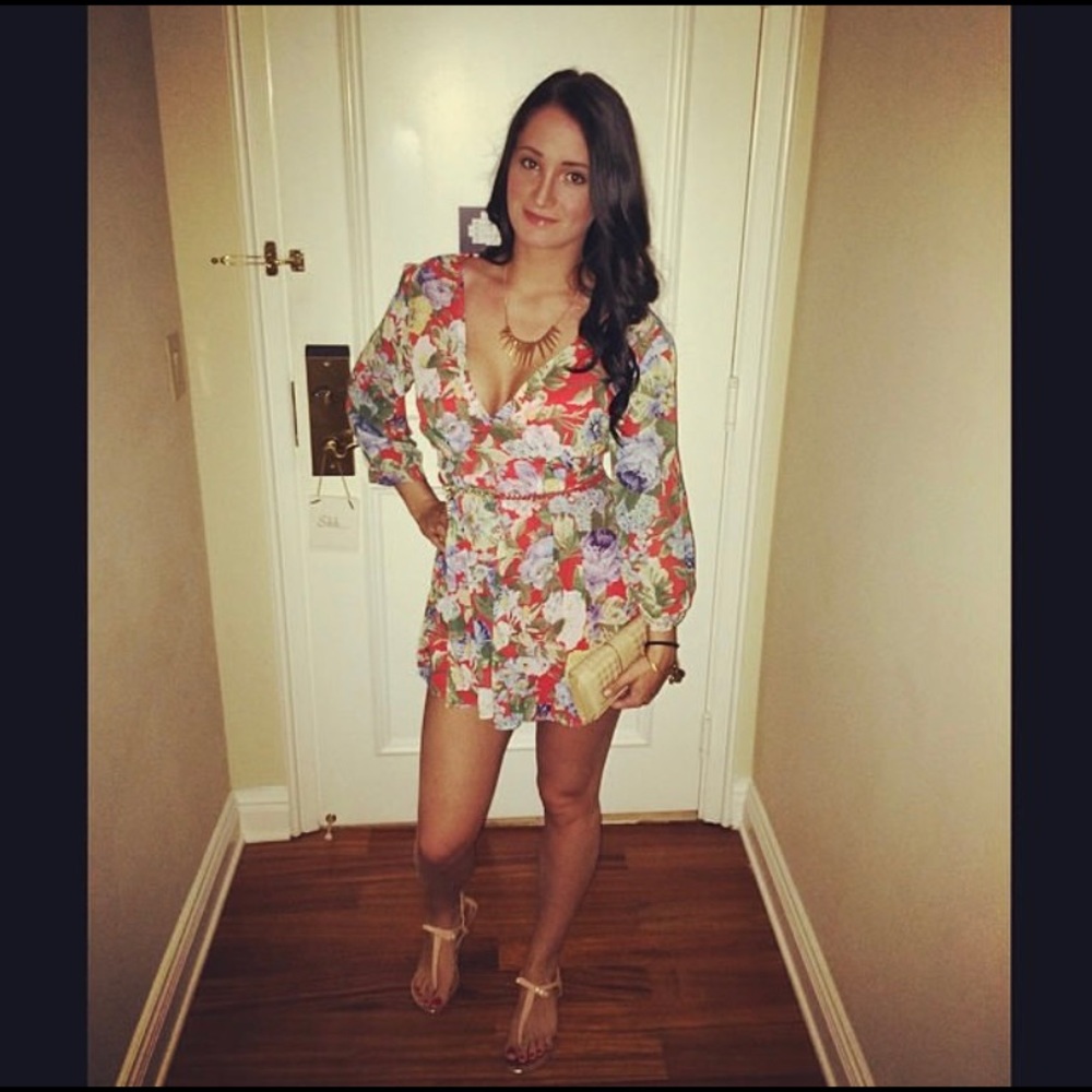 Red Floral Romper
